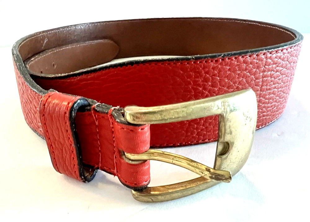 VIntage DB Dooney & Bourke Red Leather Belt w/ Brass Buckle M/I USA Sz 30